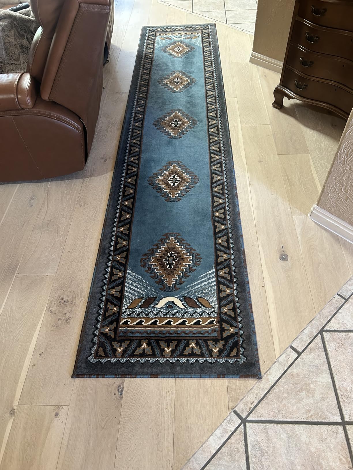 Well Woven Tulsa Lea Blue Traditional Southwestern Tribal 5x7 (5'3