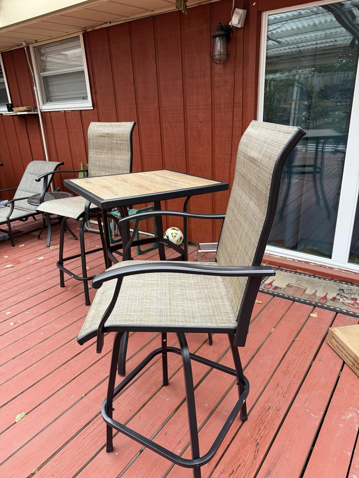 PHI VILLA Outdoor Bar Stools Set of 4, Swivel Patio Bar Chairs | with 30