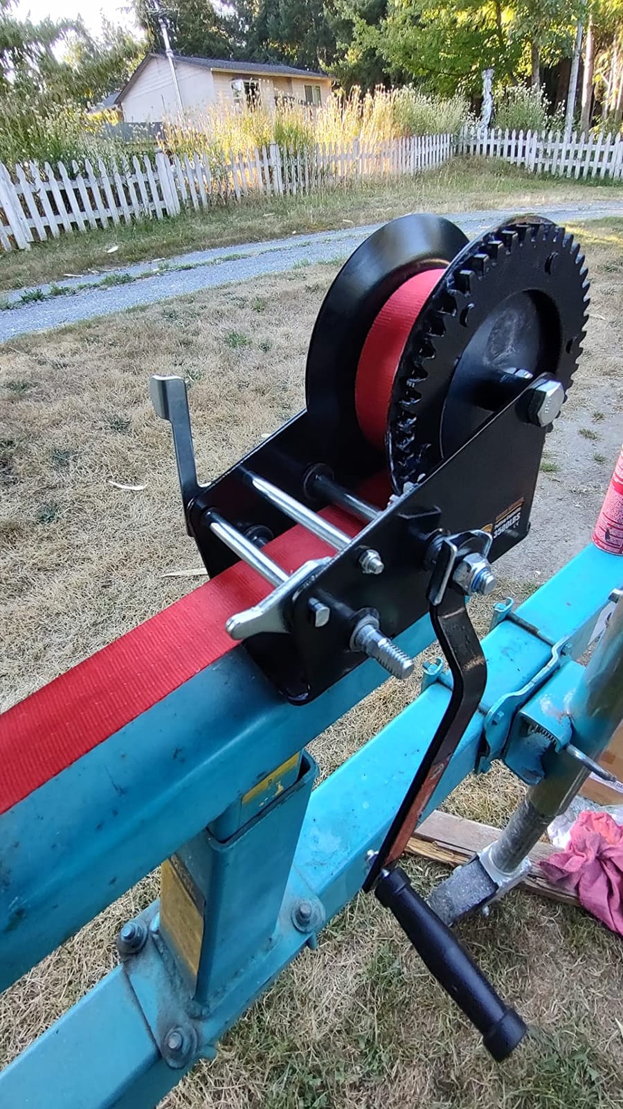 TYT 3500LB Boat Trailer Strap Winch with 10M Red Strap, Sturdy Long-Lasting Gear Hand Crank Winch, Operated Two Way Ratchet Manual Winches for Towing Pulley Boat Trailer Truck RV Jet Ski Marine Winch customer photo 1