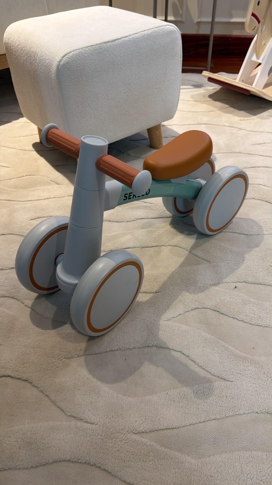 SEREED Baby Balance Bike for 1 Year Old Boy Girl, First Birthday Gift Toy | 12-24 Months Toddler Bike, First Learning Ride on Toys, 4 Silent Wheels Indoor Outdoor Baby Walker, Green customer photo 2
