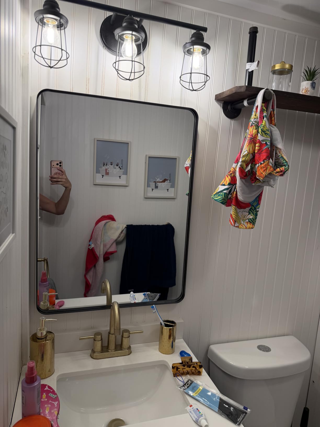 LOAAO 24X36 Inch Black Bathroom Mirror Metal Framed customer photo 1
