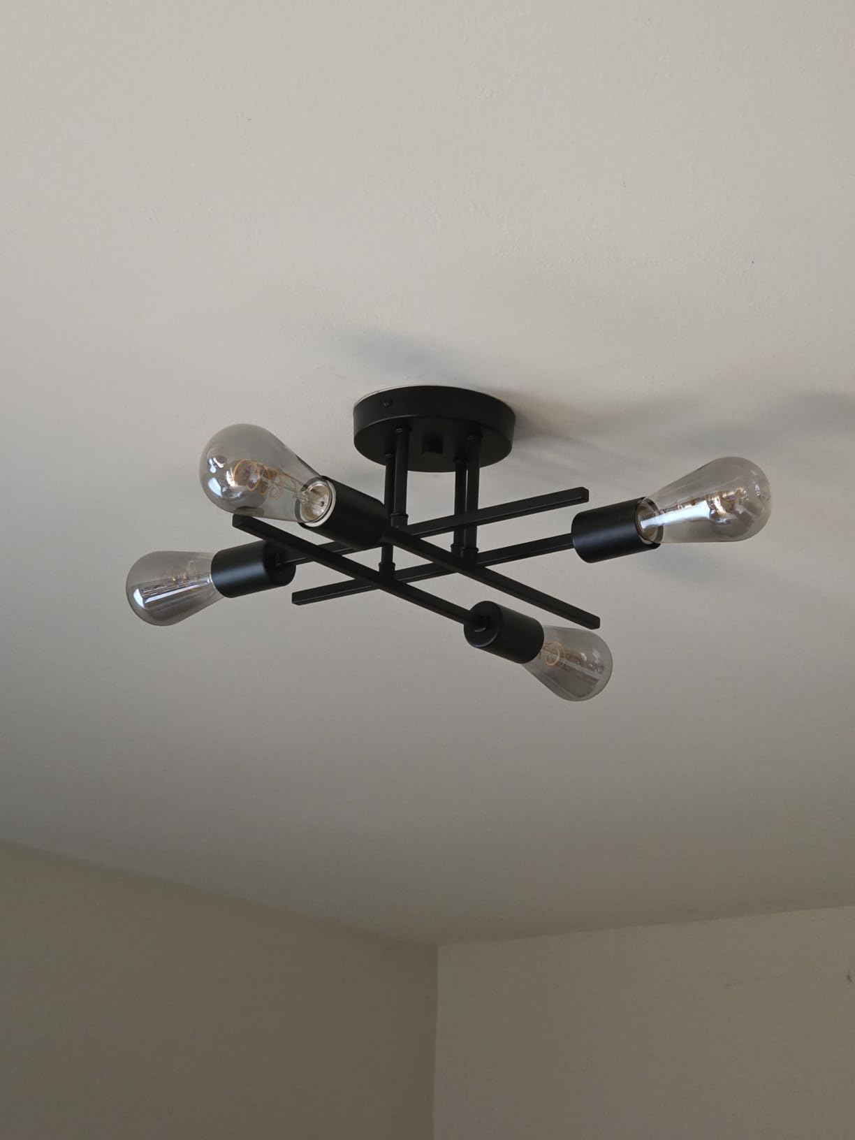 TOBUSA Modern 4-Light Semi Flush Mount Ceiling Light Fixture, Matte Black customer photo 1