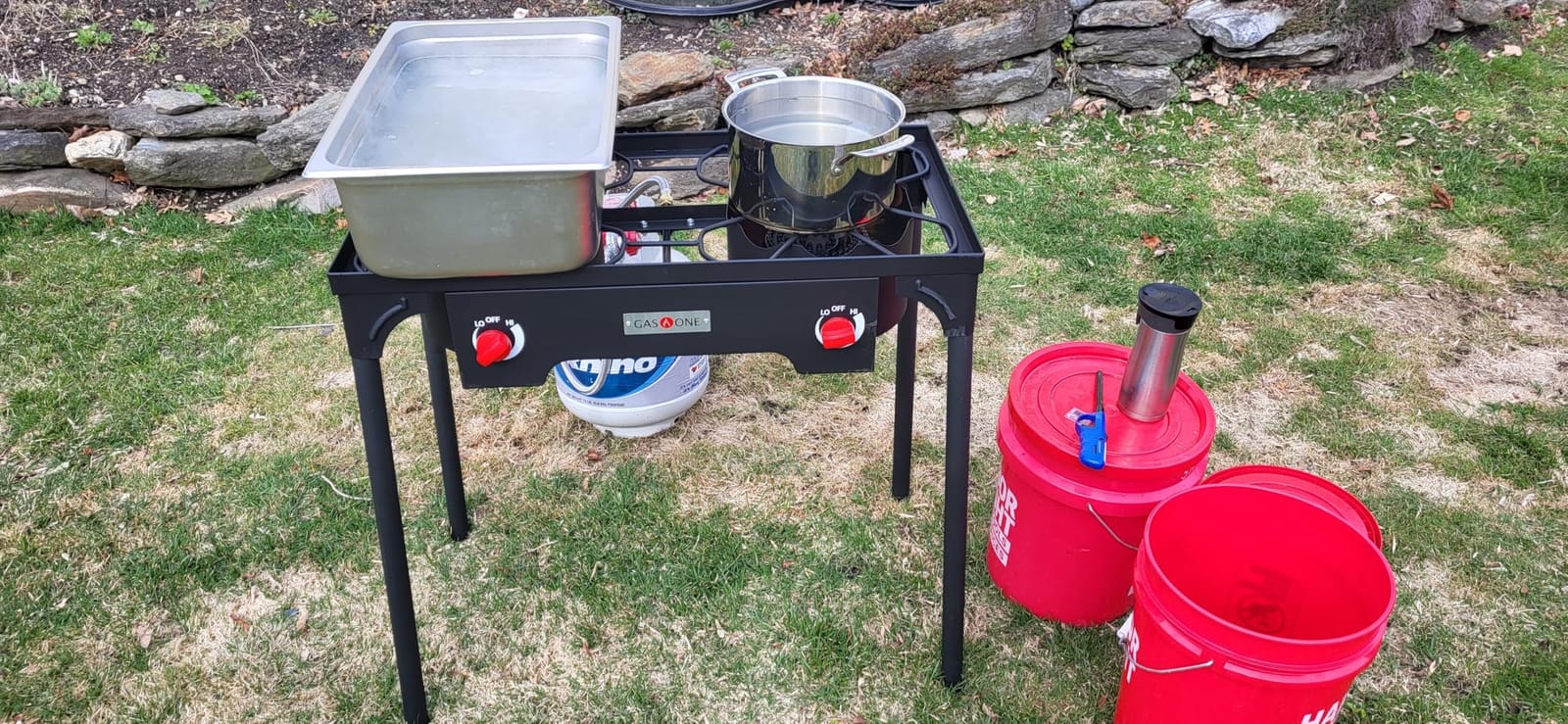 Gas One Propane Double Burner Two Burner Camp Stove Outdoor High Pressure Propane 2 Burner Adjustable PSI Regulator and 4ft Hose With Removable Legs customer photo 1