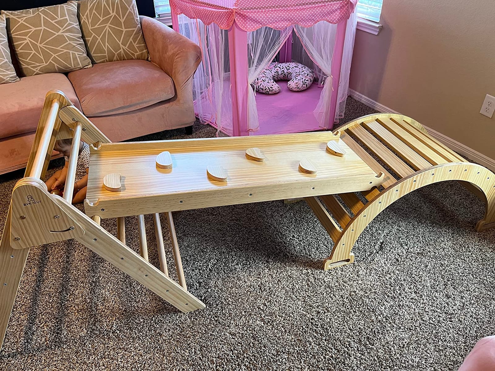 Avenlur 5-in-1 Pikler Triangle Set - Hazel Montessori Indoor Jungle Gym - Climbing Triangle, Waldorf Rocker, Toddler Indoor Climbing Toys, & Slide - Wooden Indoor Playground Playset, Ages 2-7 customer photo 1