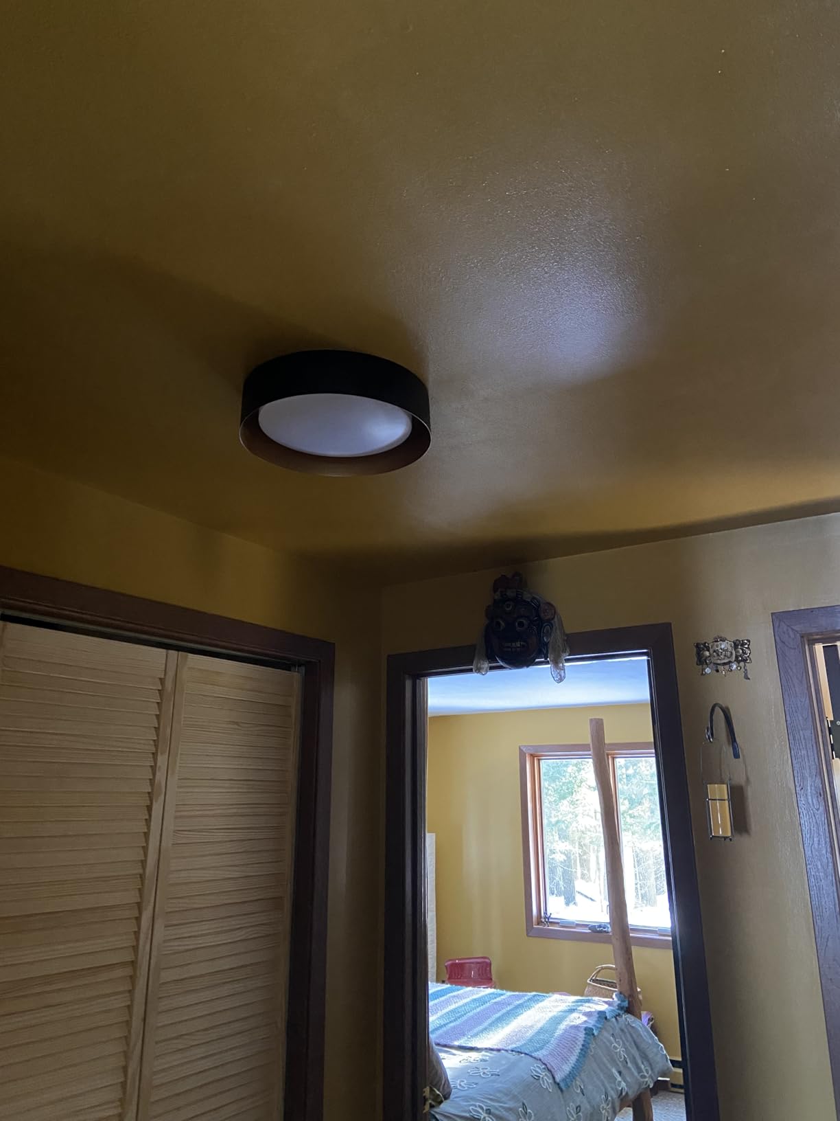 Bargeni Flush Mount Ceiling Light,Matte Black with Gold Interior,12.5