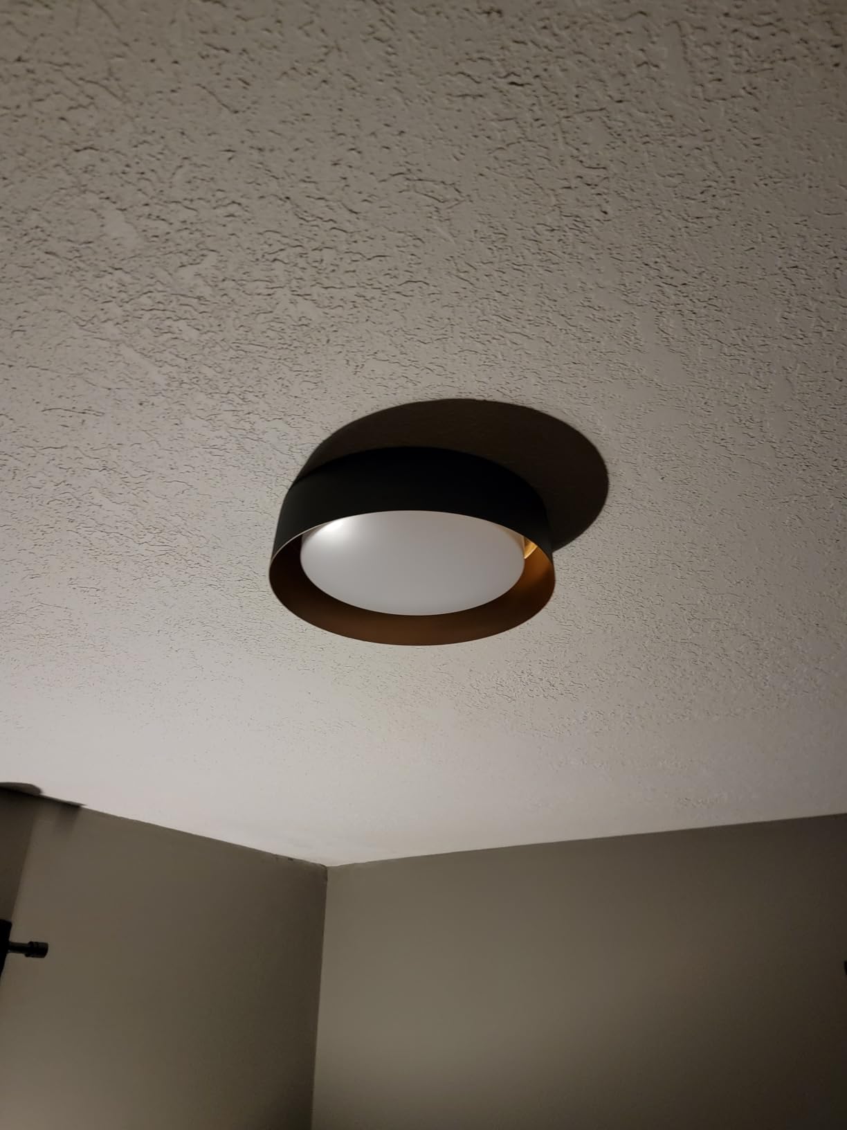 Bargeni Flush Mount Ceiling Light,Matte Black with Gold Interior,12.5