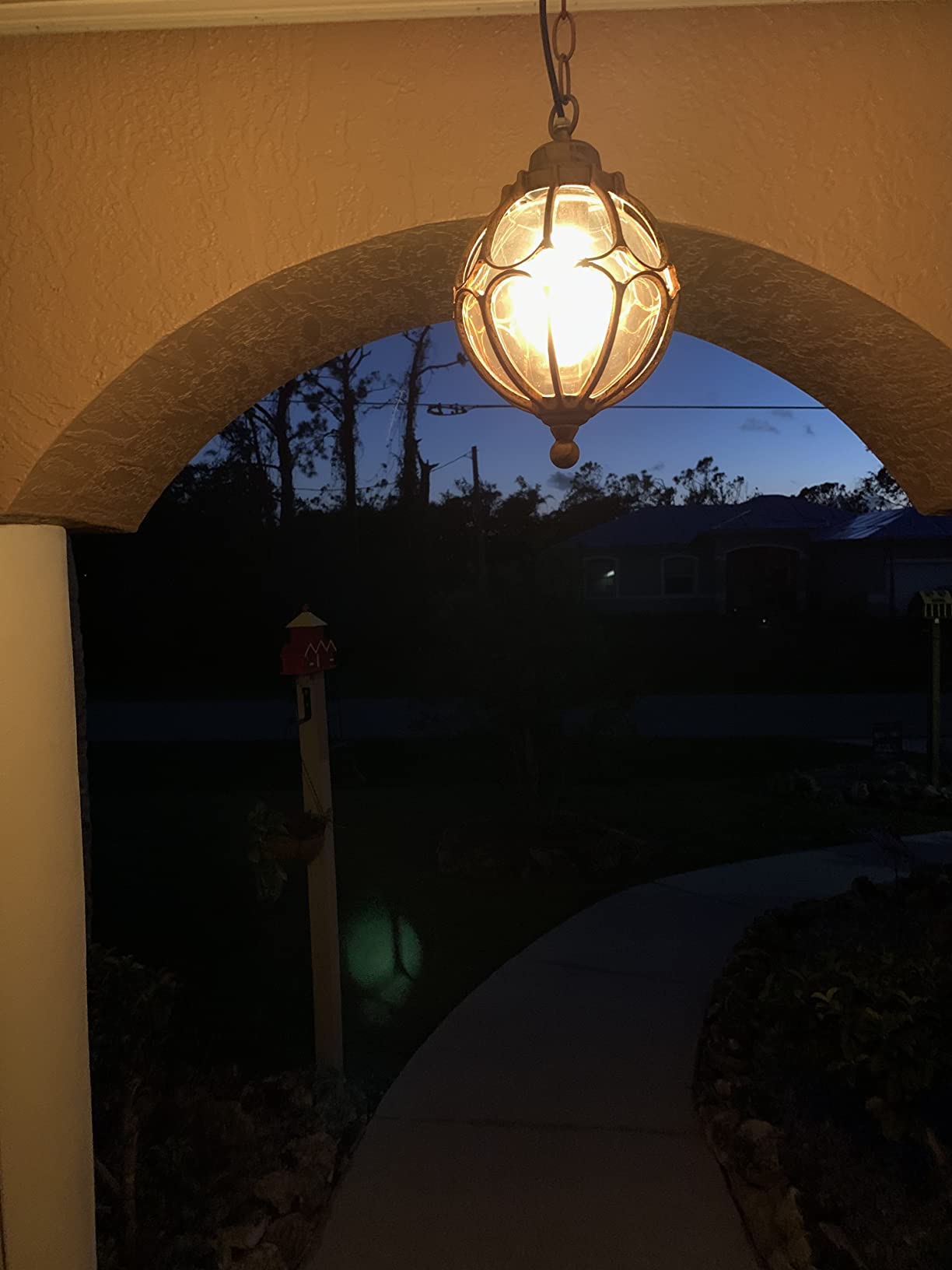 SLAWA Outdoor Pendant Lights for Porch, Vintage Exterior Hanging Lantern with Spherical Glass Lampshade, Bronze Aluminum Fixture for Gazebo, Entry, Yard customer photo 1
