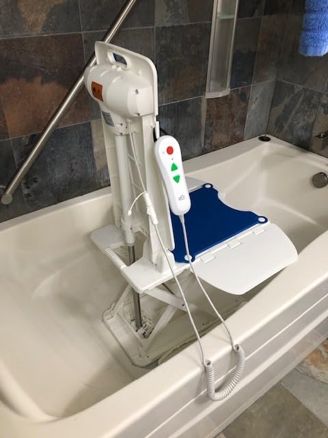 BathLyft (& Floor Lift) | 1 Year Warranty | Floor Lift & Chair Lift | Lightweight, Battery-Operated w Remote | Reclining 53° Support | for Seniors & Disabled | FSA HSA Eligible (Blue) customer photo 1