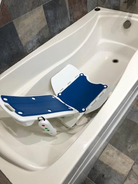 BathLyft (& Floor Lift) | 1 Year Warranty | Floor Lift & Chair Lift | Lightweight, Battery-Operated w Remote | Reclining 53° Support | for Seniors & Disabled | FSA HSA Eligible (Blue) customer photo 2