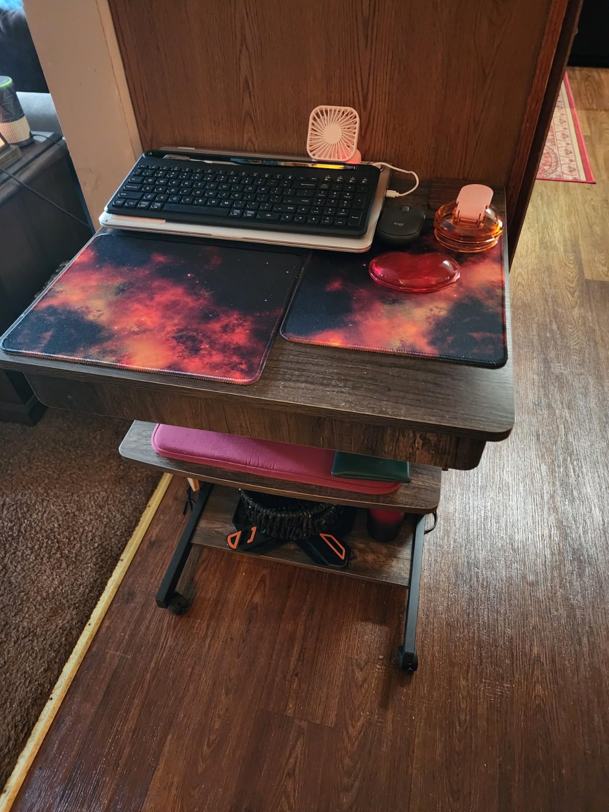 Topeakmart Gray Art Deco Desk, Rolling Computer Desk Cart with Drawer, Small Space Solution for Writing, Laptop, PC, 22 x 20.1 x 31.5 inches customer photo 2