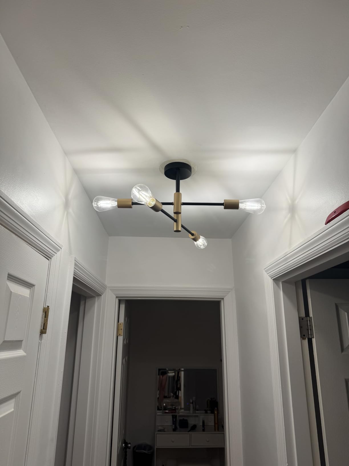MEIXISUE Gold Modern Sputnik Chandelier Ceiling Light Fixtures,6-Lights Industrial Metal Semi Flush Mount Ceiling Light for Bedroom Dining Room Living Room Kitchen Hallway UL Listed customer photo 1