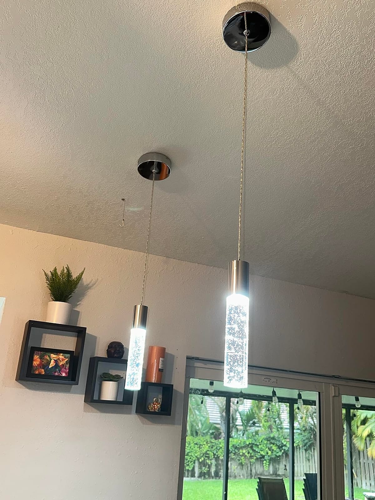 OKELI Modern Pendant Light, LED Bubble Crystal Kitchen Island Lights Fixtures,Chrome Mini Single Island Lights Pendant Lighting for Kitchen Island,Bar,6W,6000K,ETL customer photo 1