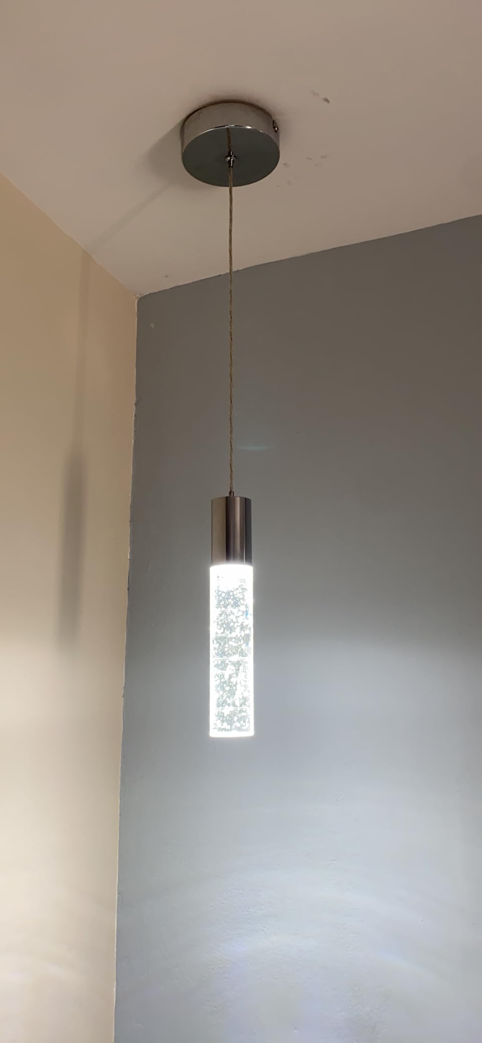 OKELI Modern Pendant Light, LED Bubble Crystal Kitchen Island Lights Fixtures,Chrome Mini Single Island Lights Pendant Lighting for Kitchen Island,Bar,6W,6000K,ETL customer photo 2