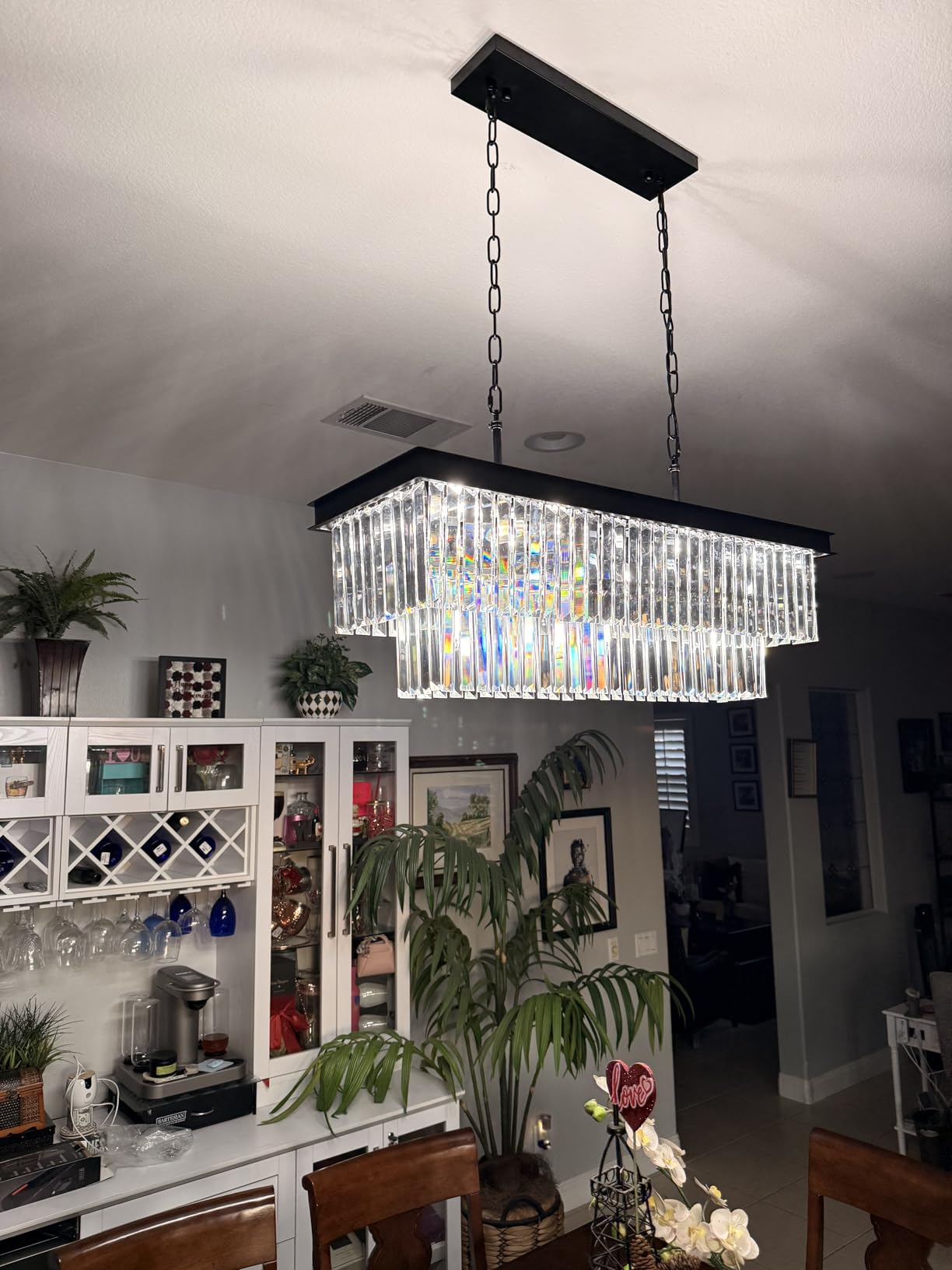 Weesalife Black Crystal Chandeliers for Dining Room，11-Lights L33.5 Inch customer photo 1