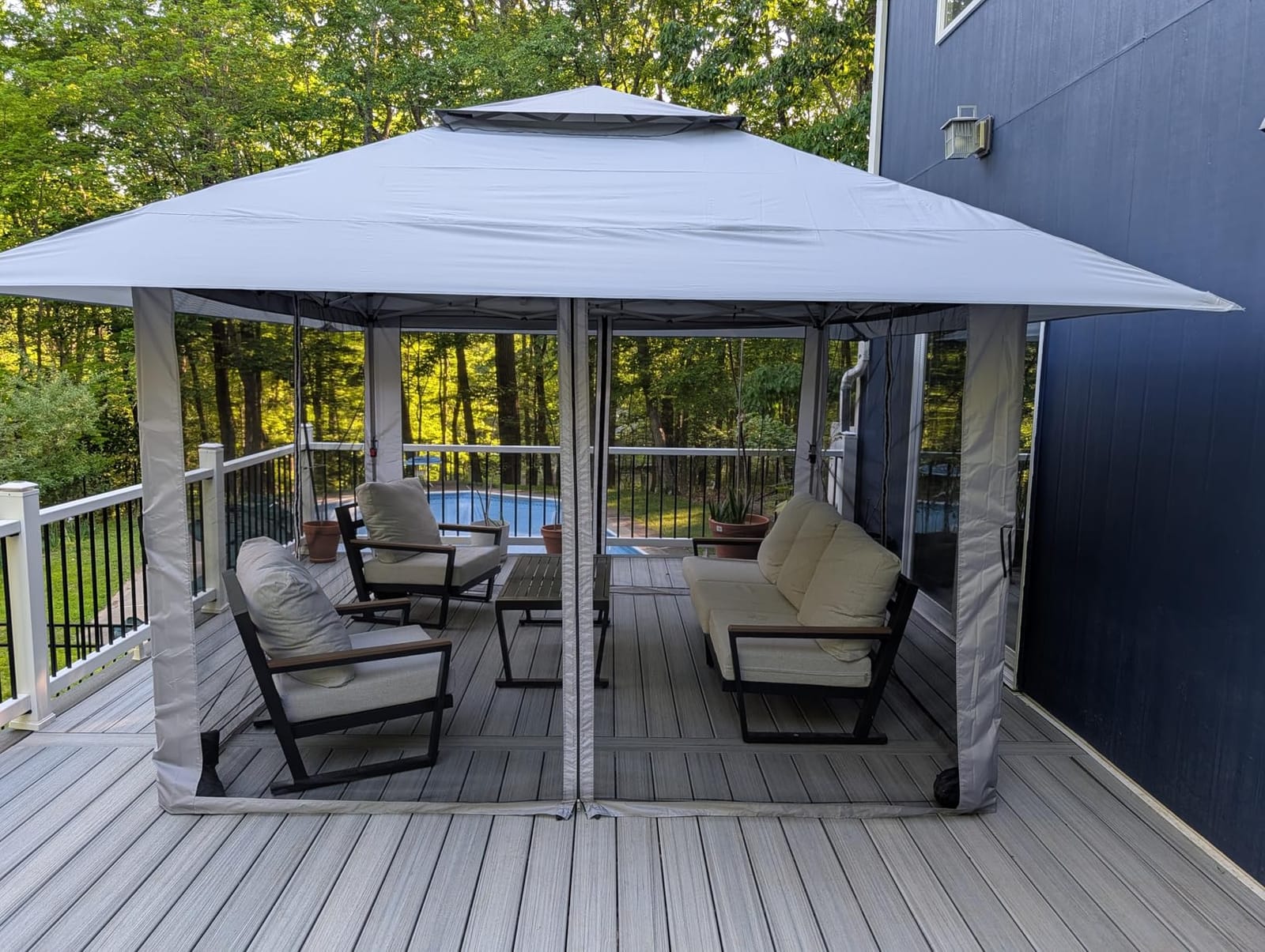 CROWN SHADES Gazebo 10x10 Pop Up Canopy with Mosquito Netting, Beige | Screen Tent with 4 Ropes, 8 Stakes, 4 Sandbags and Wheeled Storage Bag, Canopy for Patio & Backyard Parties, Camping&Events customer photo 2