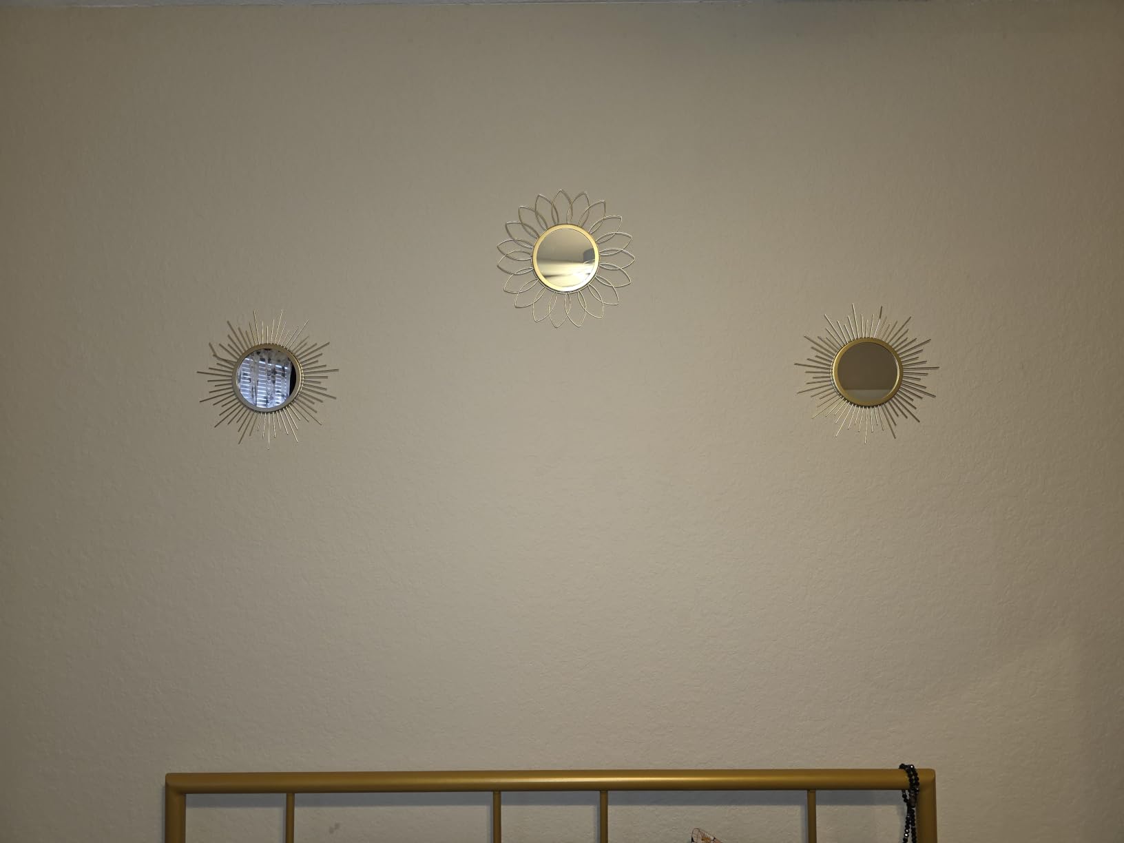 3 Pack Metal Mirrors for Wall Gold Sunburst Wall Mirror Home Decor Accent customer photo 1