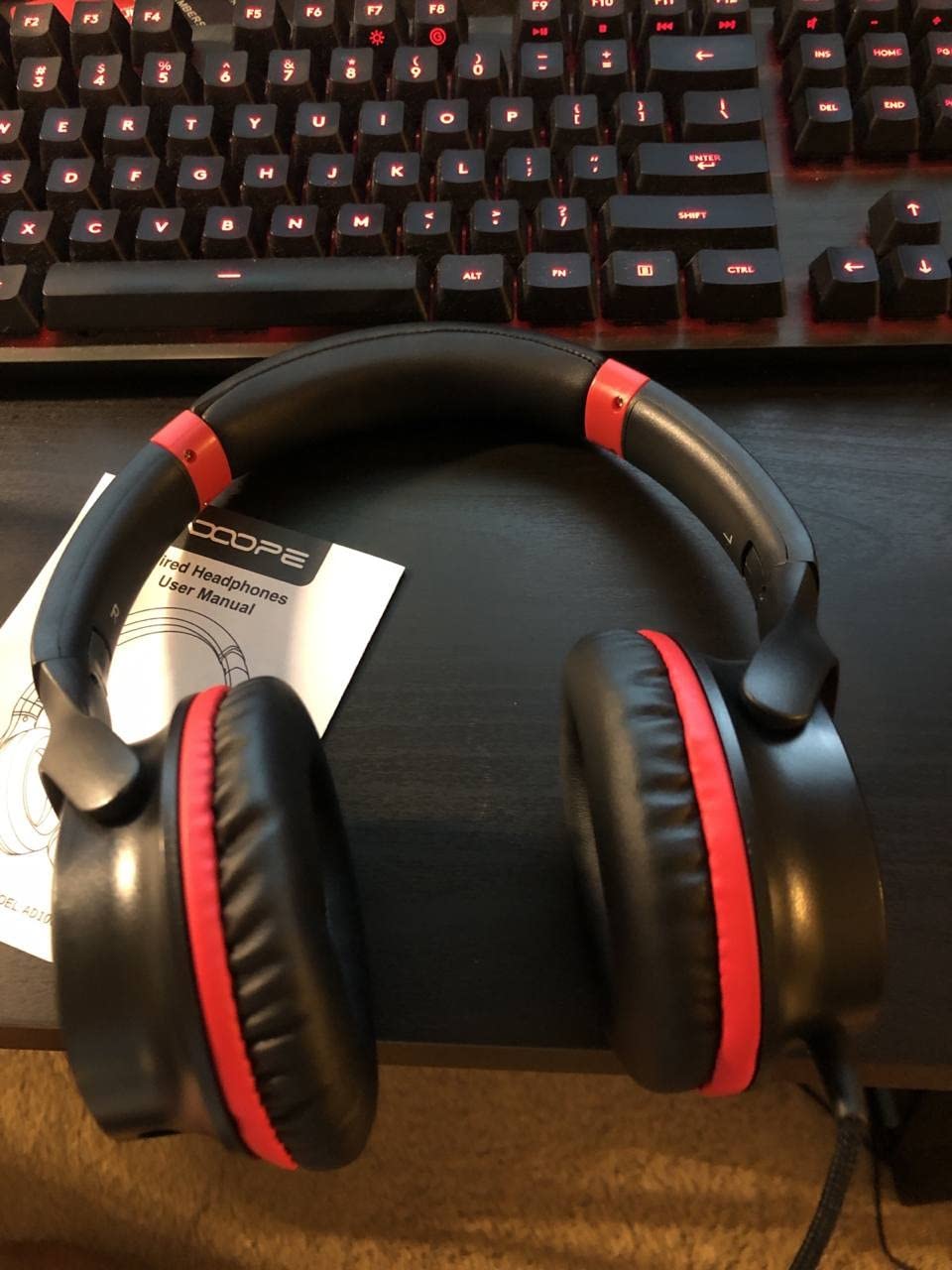 ADOOPE Kids Headphones with Safe 85dB/94dB Volume Limiter for Teen and Boys, Foldable HD Stereo Sound Headset for Kindle Kids/fire Tablet/iPad/Laptop, Headphones with Microphone (Black-red) customer photo 1