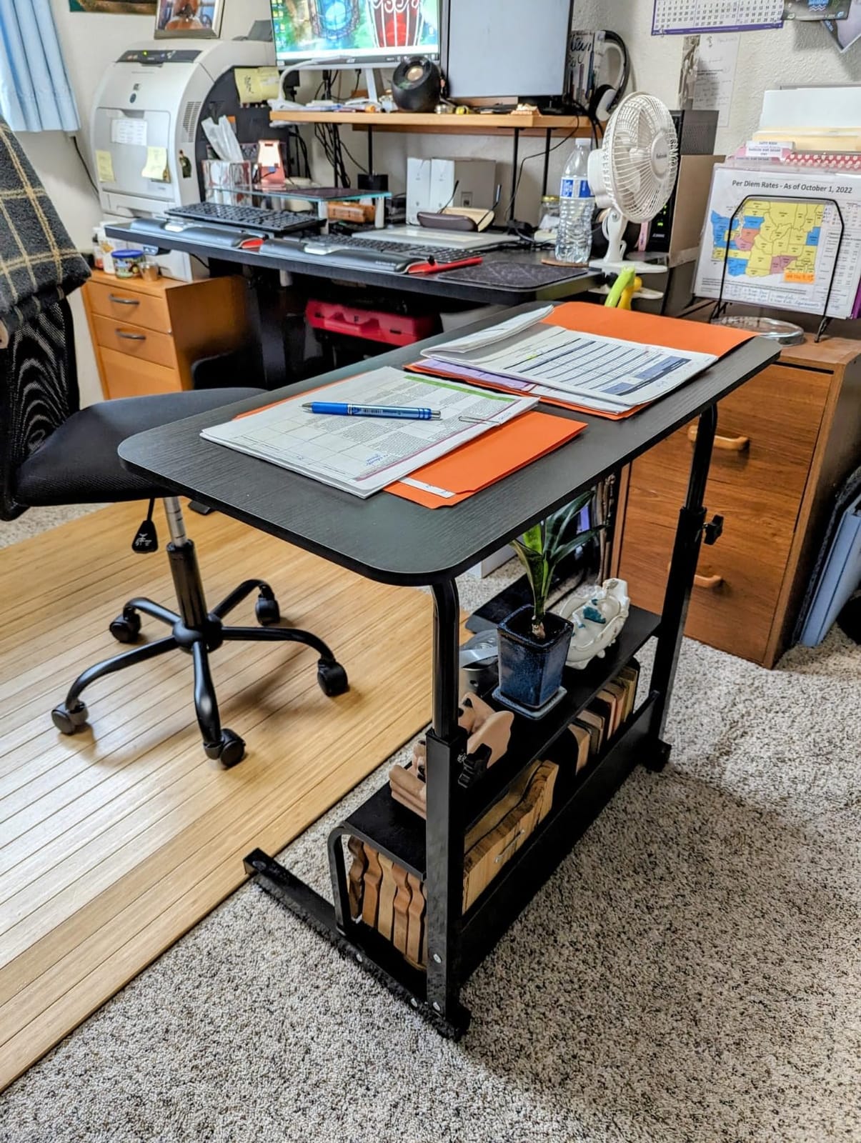 Adjustable Height Mobile Computer Desk with Wheels Black 31.5X15.7 Inches customer photo 2