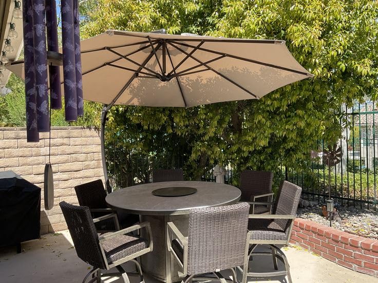 LAUSAINT HOME Outdoor Patio Umbrella with Base included, 11 FT Deluxe Curvy Cantilever Umbrella Heavy Duty Offset Hanging Umbrella with 360° Rotation for Market, Pool, Garden, Backyard, Deck (Beige) customer photo 1