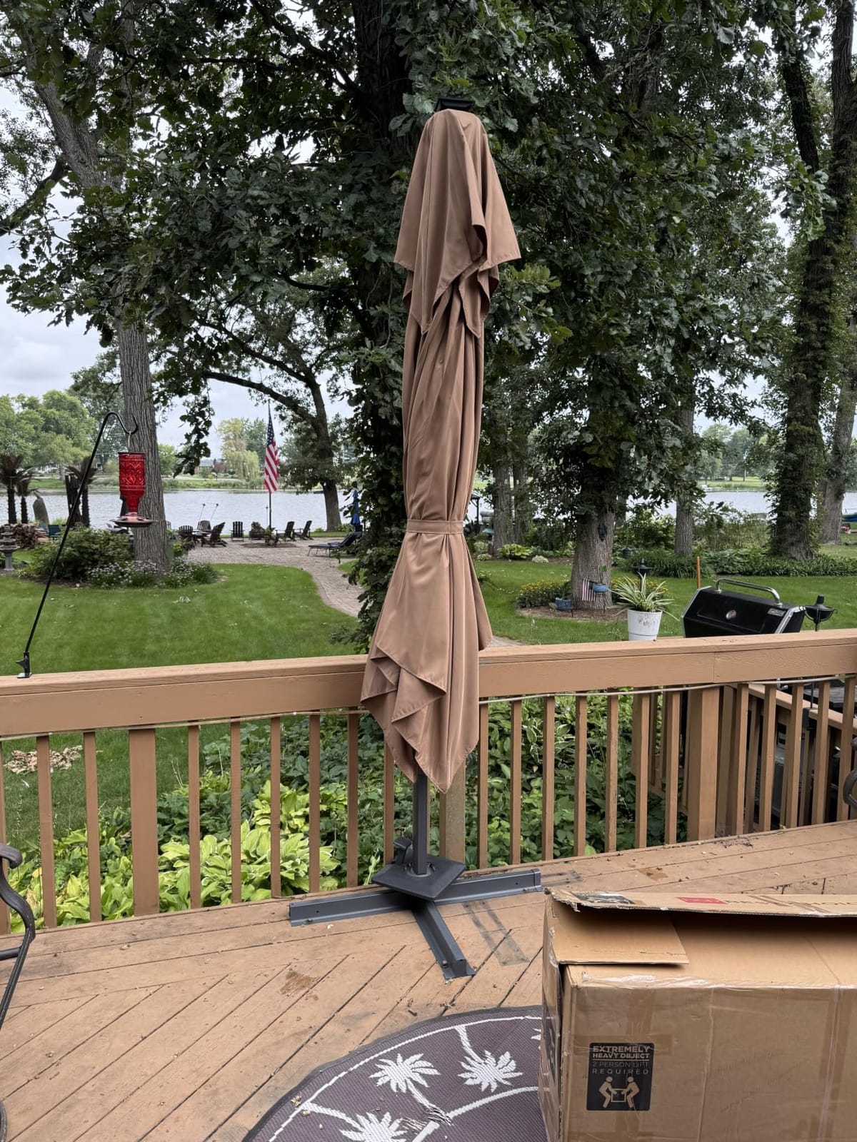 Best Choice Products 10x10ft Cantilever Patio Umbrella w/Base Included, Solar LED Lights 360 Rotation Large Offset Hanging Outdoor Shade for Deck Pool Backyard w/Stand - Tan customer photo 1