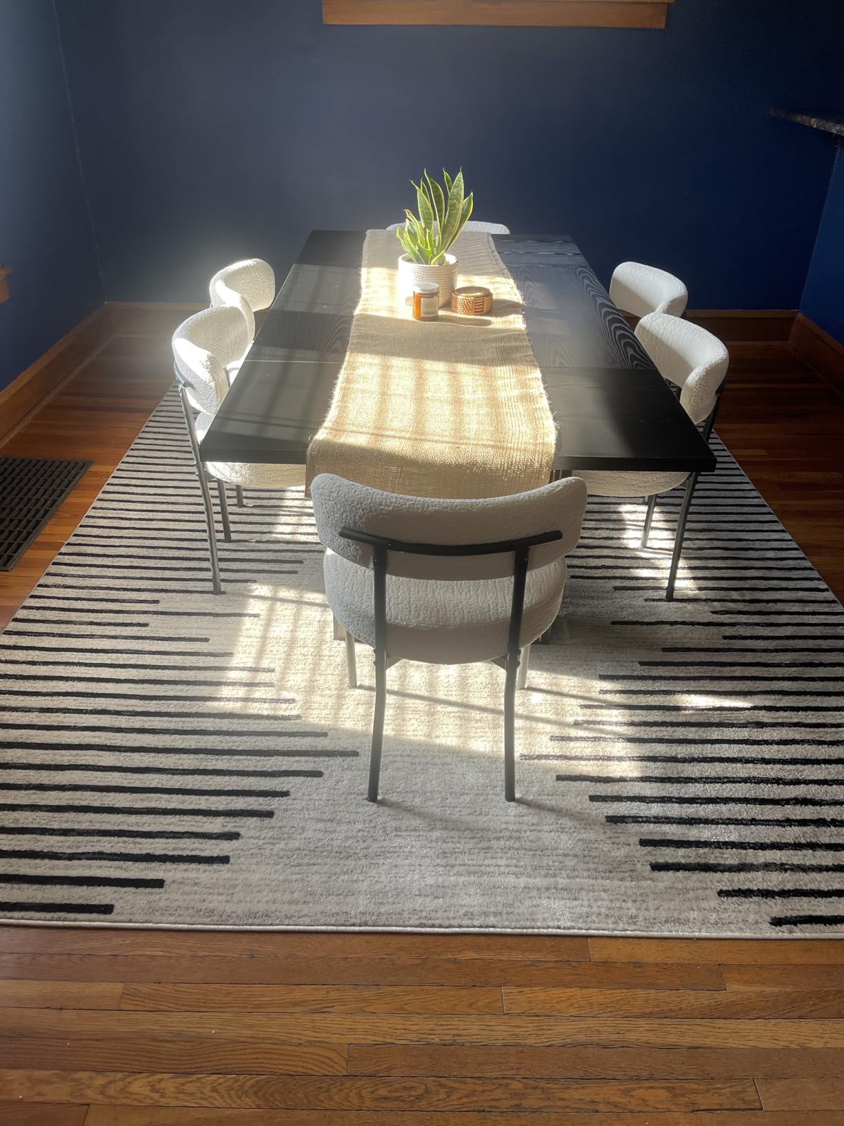 Rugshop Bohemian Stripe Stain Resistant Large Area Rug Black 7'10