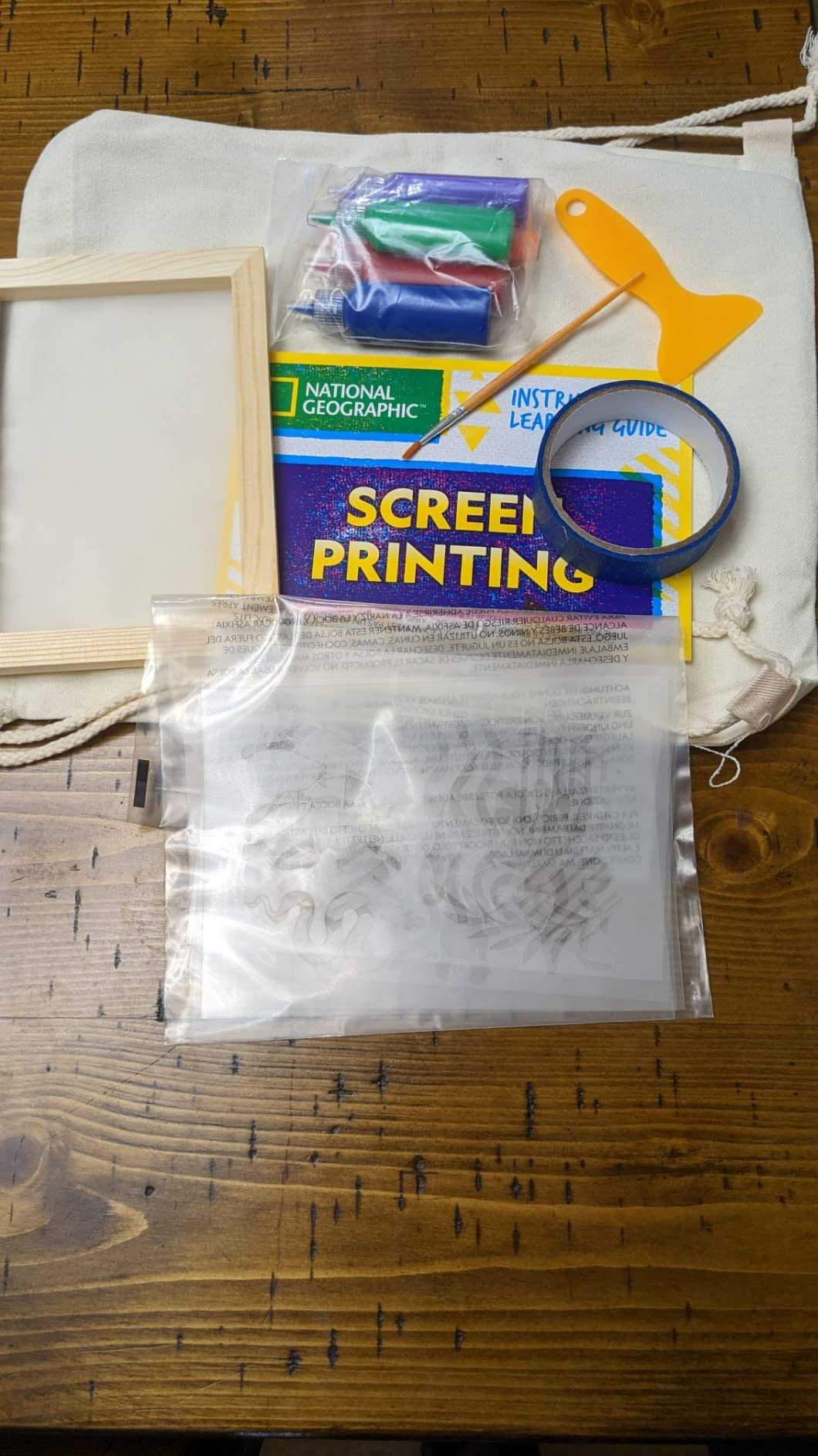 National Geographic Screen Printing Arts and Crafts Kit for Kids | Fabric Paint, Screen Printing Frame, Stencils, Squeegee, Drawstring Bag, Silk Screen Craft, Creative Birthday Gift customer photo 2
