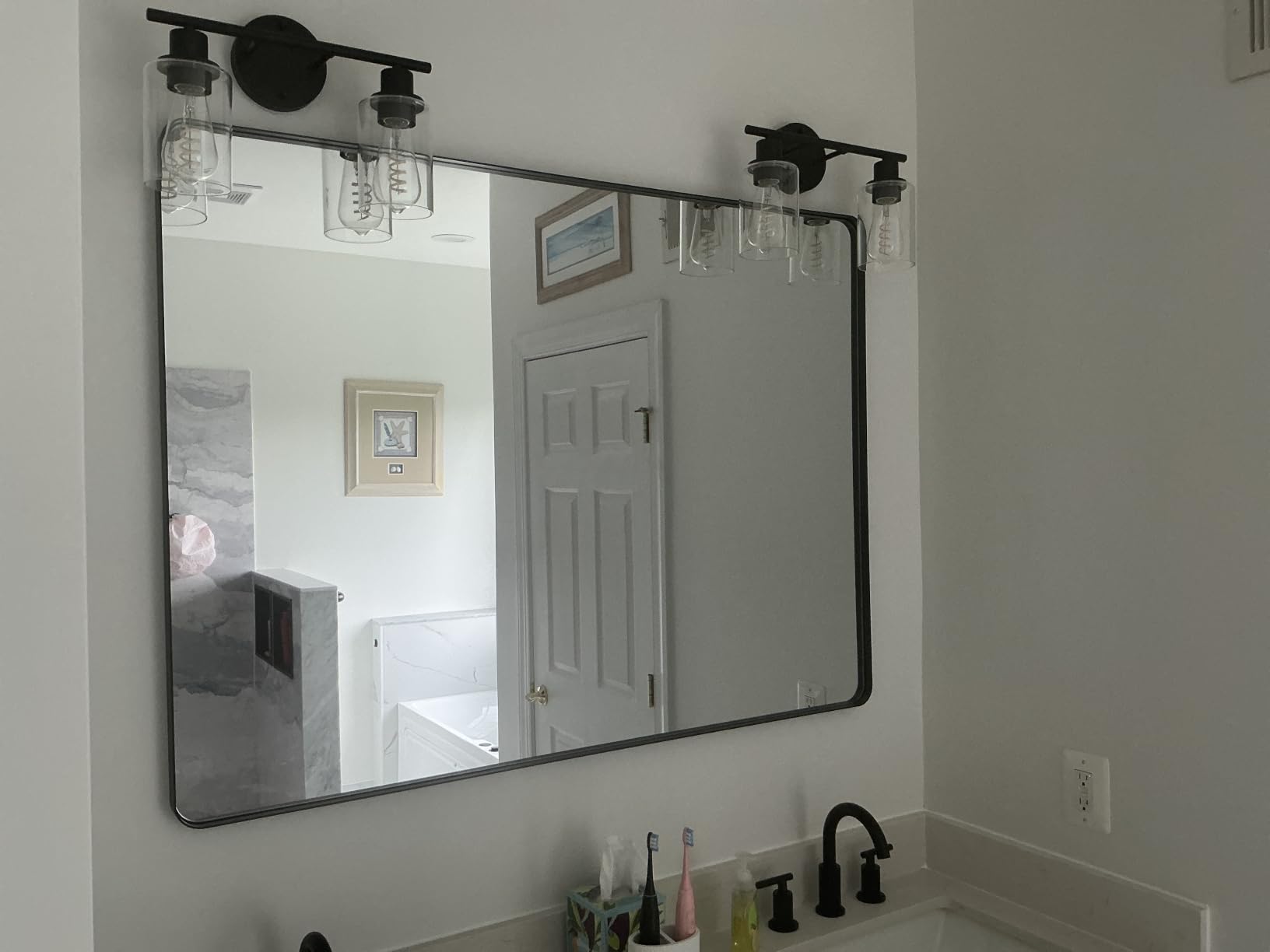 LOAAO 30X36 Inch Black Bathroom Mirror Metal Framed customer photo 1