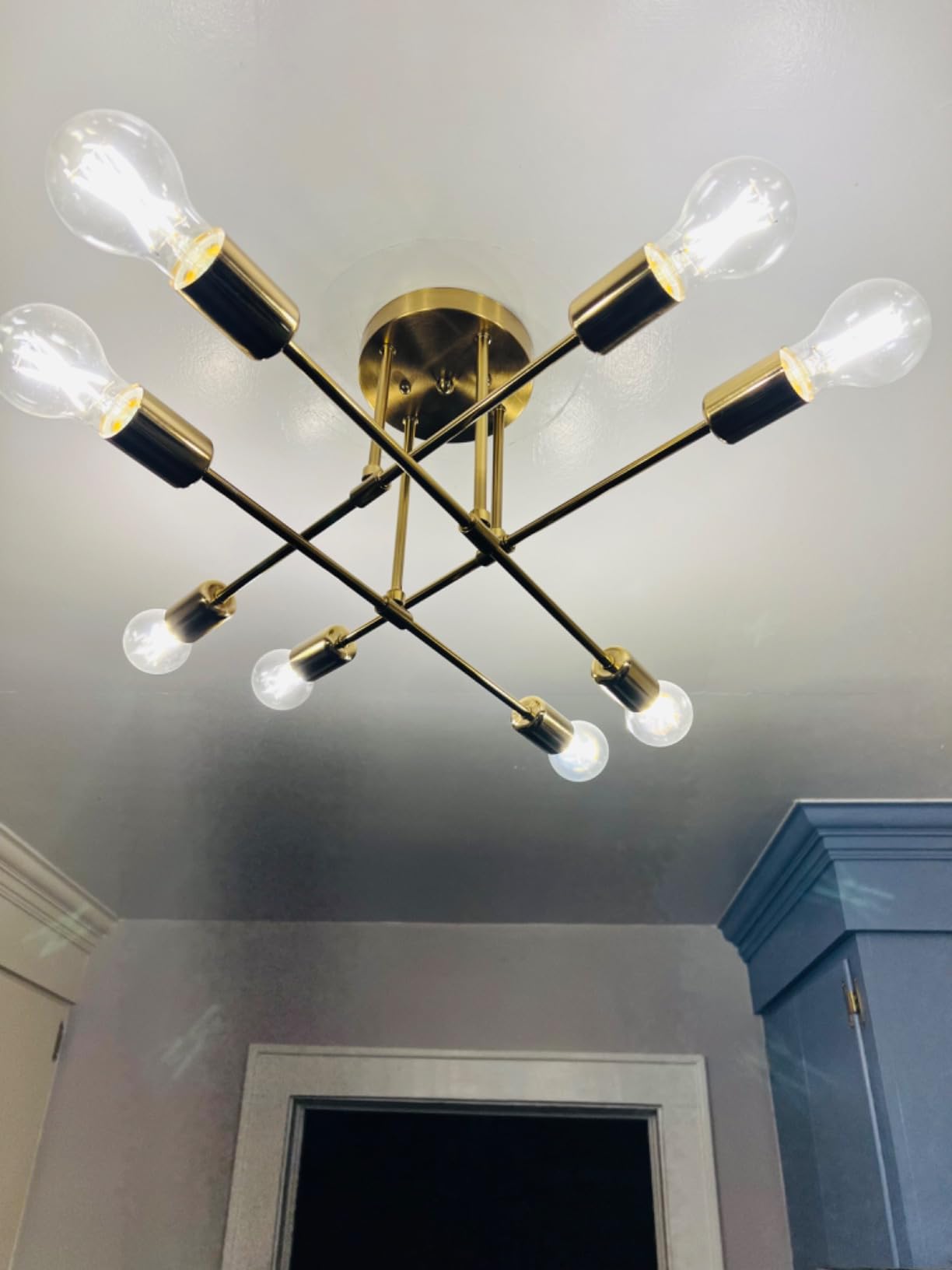 CANMEIJIA Modern Sputnik Chandelier, 6-Lights Ceiling Light Fixtures Gold customer photo 1