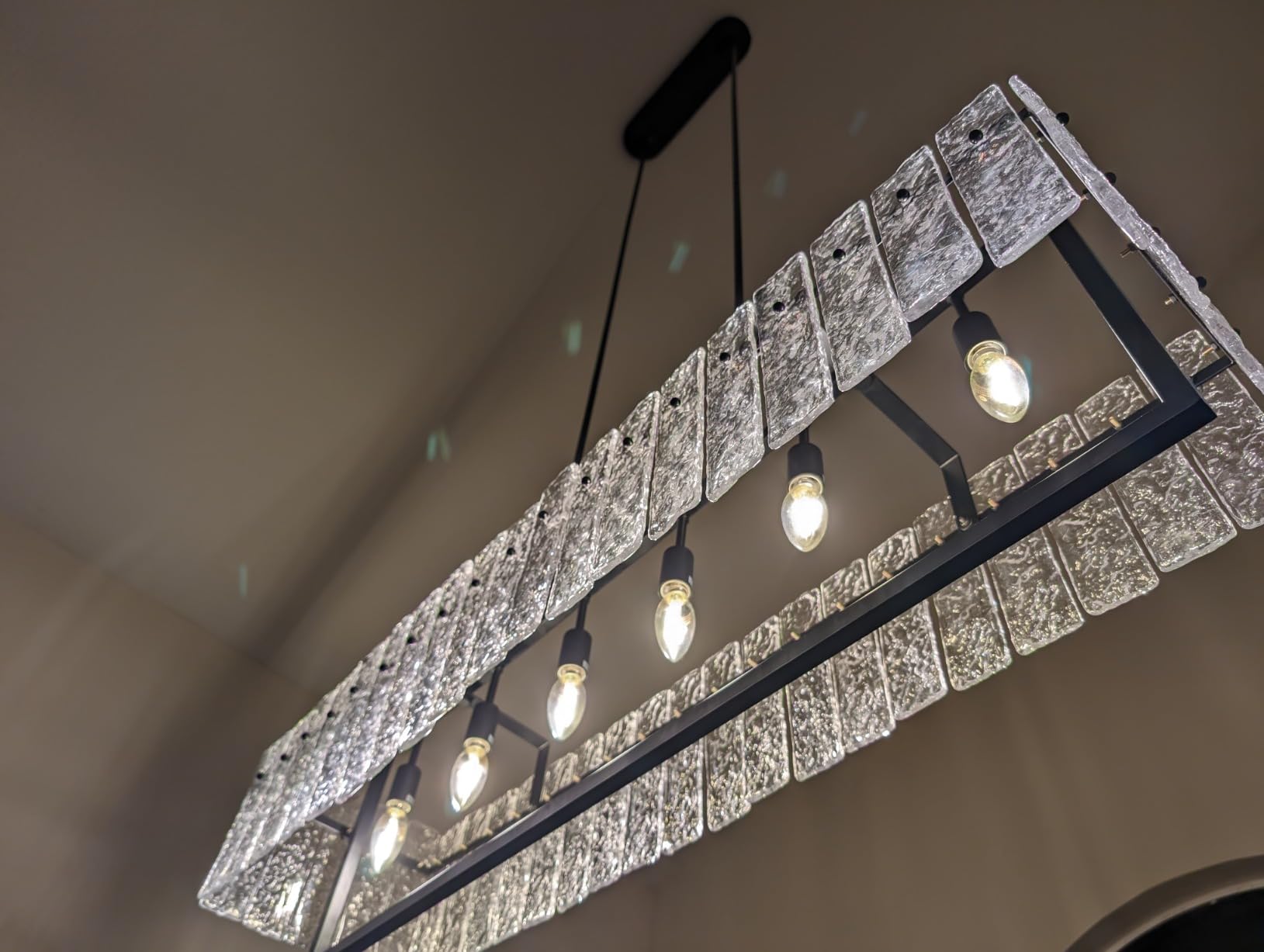 IKK Modern Rectangle Black Crystal Chandeliers for Dining Room, 42