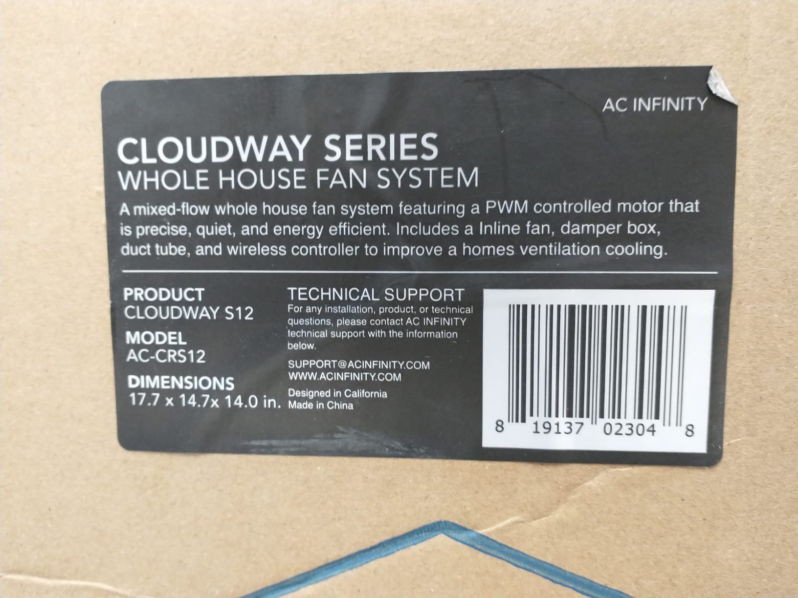 AC Infinity CLOUDWAY S12, Whole House Fan with Wireless Speed Controller | EC Motor, Remote 10-Speed Wireless Fan Controller, 12