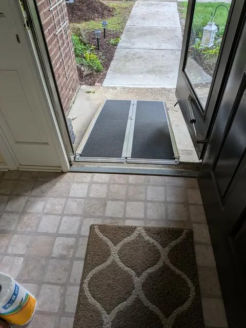 VNN Portable Wheelchair Ramp 4FT, Non-Slip Aluminum Ramps for Wheelchairs for Home, Handicap Wheelchair Ramps for Home Steps, Aluminum Loading Dock Plates, Doorways, Black customer photo 2