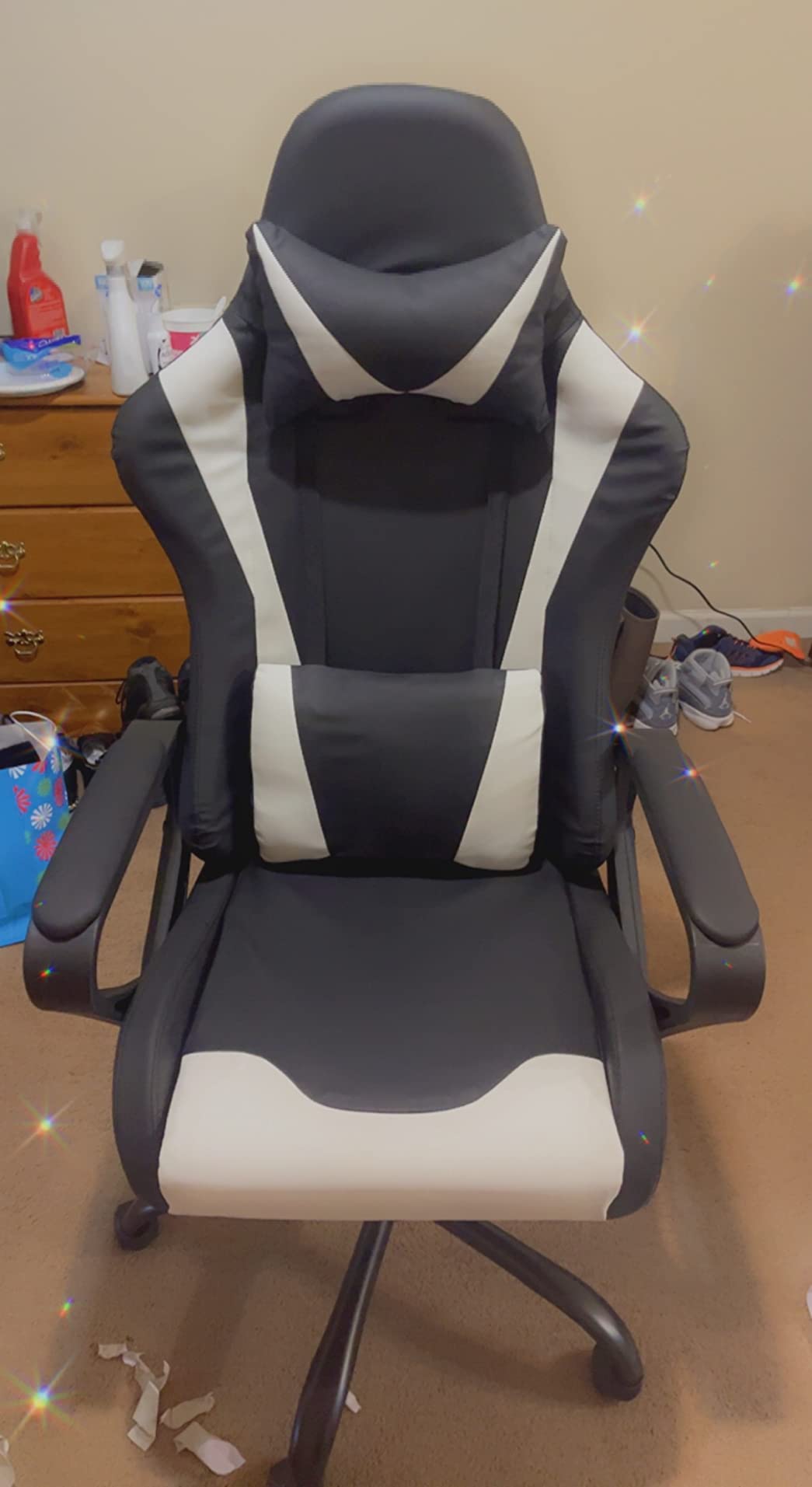 Gaming Chair, Computer Racing Chair Ergonomic Office Chair Video Game Chairs for Adult Kids Teen Height Adjustable Reclining Chair with Lumbar Support Armrest Headrest Swivel Chair Game Chair, Blue customer photo 2