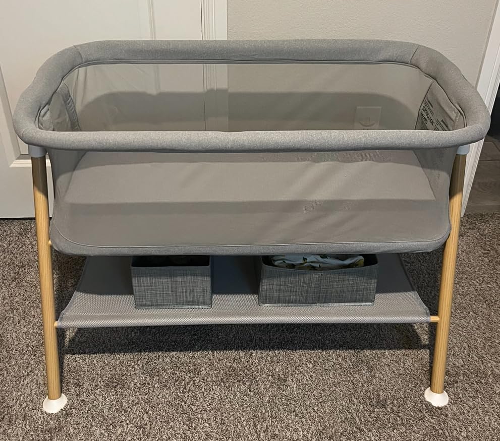 Newton Baby Bassinet & Bedside Sleeper, Breathable, Washable, Grey | Baby Bassinet, Bedside Sleeper, Breathable, Washable, Adjustable Height, Dual-Layer Cover, Wood Frame customer photo 1