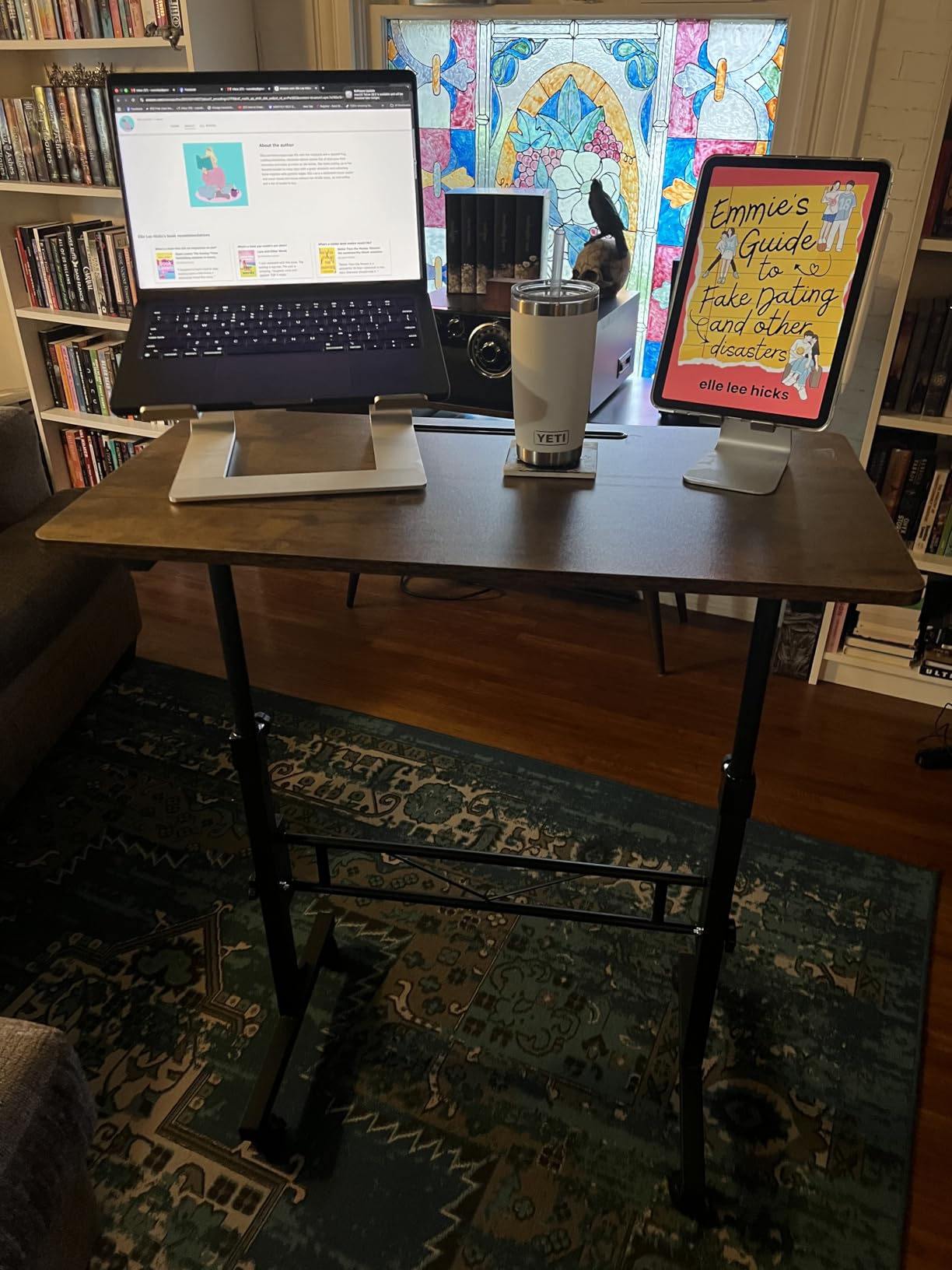 KLSMYHOKI Standing Desk Adjustable Height, Mobile Stand Up Desk with Wheels customer photo 2