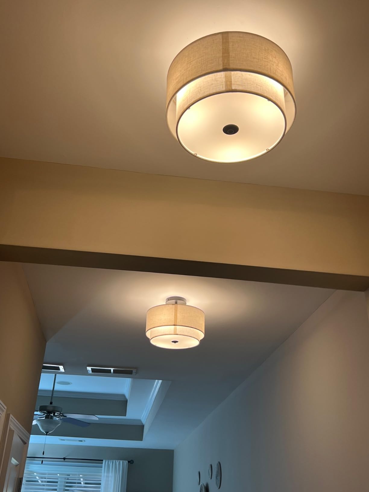 FRIDEKO HOME Semi Flush Mount Ceiling Light Fixture - Ceiling Light with Drum Shade, Chandelier Ceiling Light for Bedroom Living Room Hallway Entryway customer photo 2