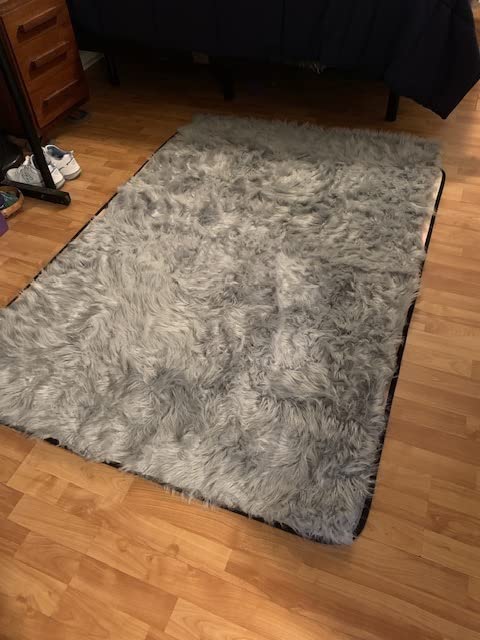 Latepis 5x7 Area Rugs White Furry Faux Sheepskin Rug Washable Fluffy Fur Rug for Living Room Non-Slip Plush Shaggy Rugs for Bedroom Entertainment Room Luxury Home Décor customer photo 1