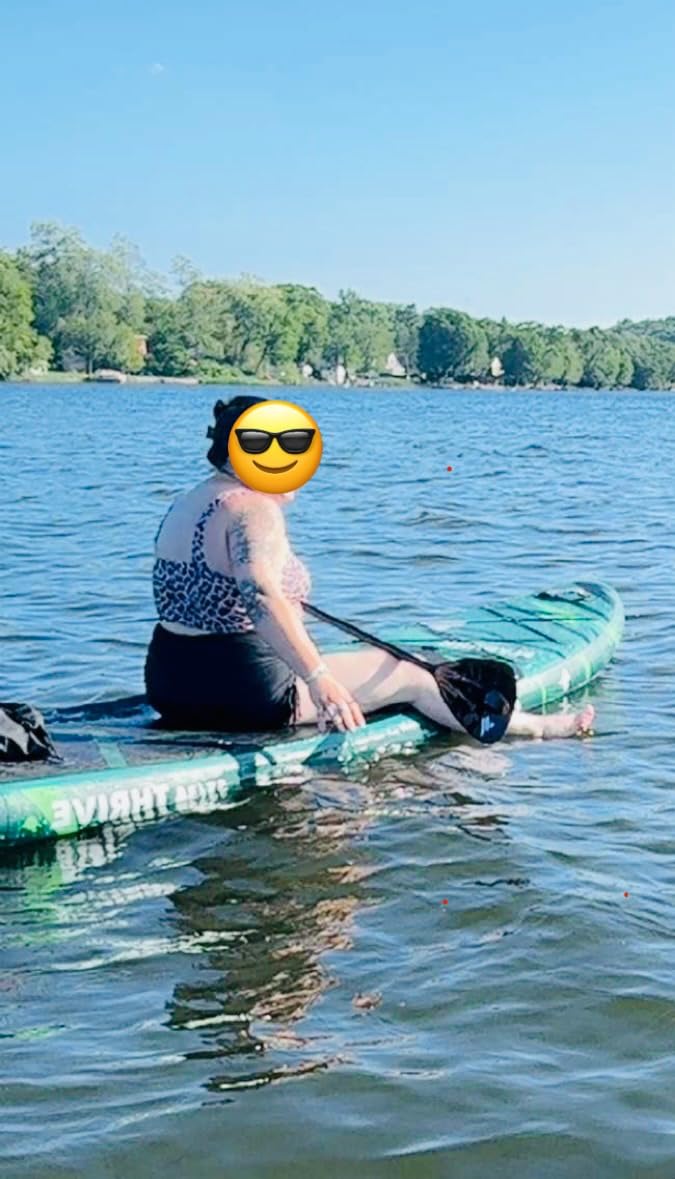 Flypark 11'x34 Inflatable Paddle Boards, Extra Wide SUP for 420lbs/3Adults, Yoga Stand Up Paddle Board, 110L Backpack, 15 D-Rings, Shoulder Strap, US-Fin, 2-Action Pump customer photo 2