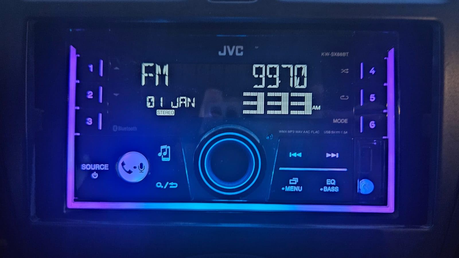 JVC KW-SX88BT Bluetooth Double DIN Car Stereo, 200W Digital Stereo Receiver, AM/FM Radio, Dual Phone Connection, 13-Band EQ, 1.5A USB & AUX Inputs, Custom Color Illumination, Shallow Chassis customer photo 2