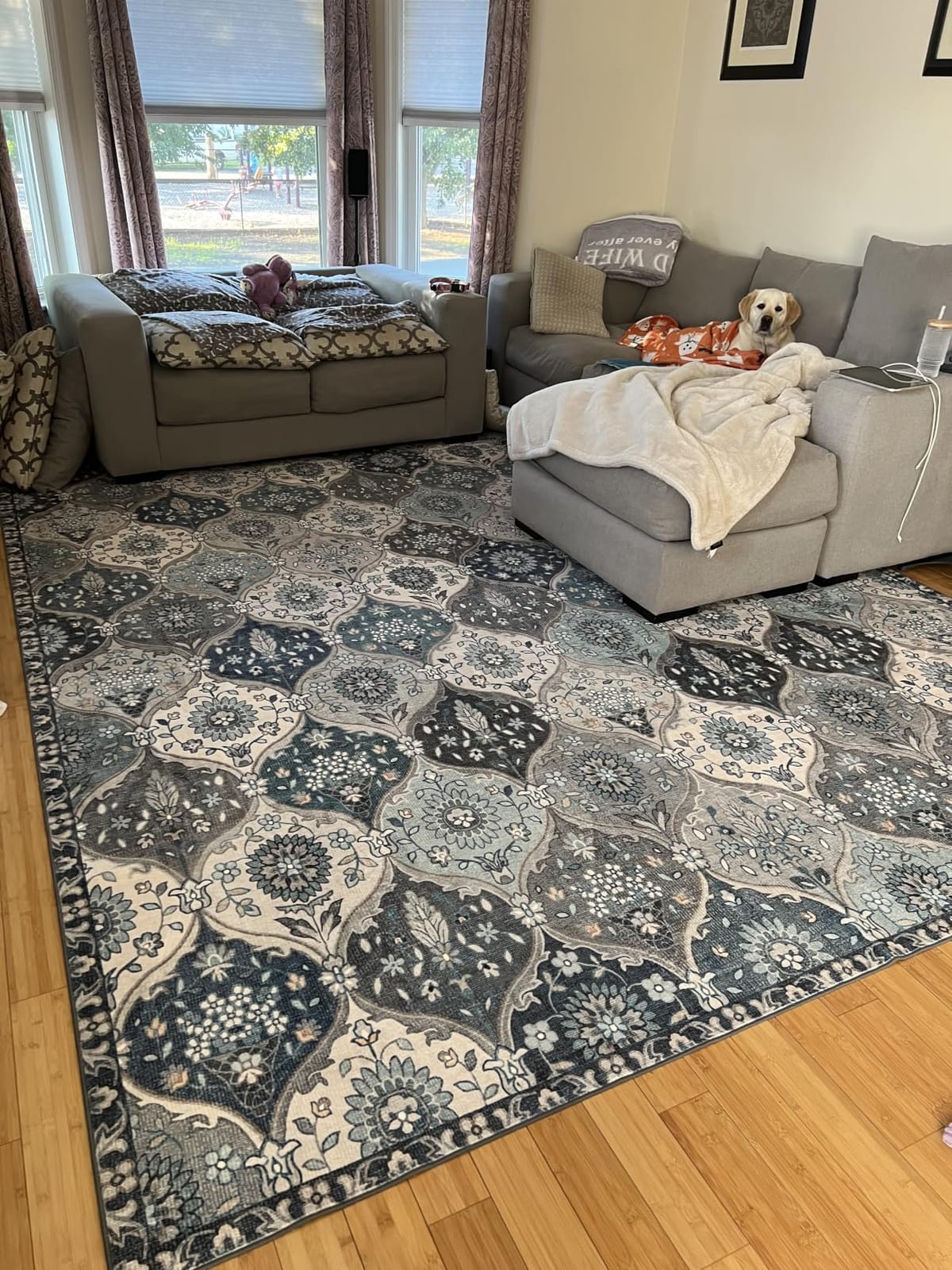 Lahome Moroccan Washable Round Area Rug, Soft Round Rugs 6ft Ultra-Thin Non-Slip, Vintage Distressed Large Circle Carpet for Bedroom Living Room Kitchen Nursery Elise, Burnt Orange customer photo 2