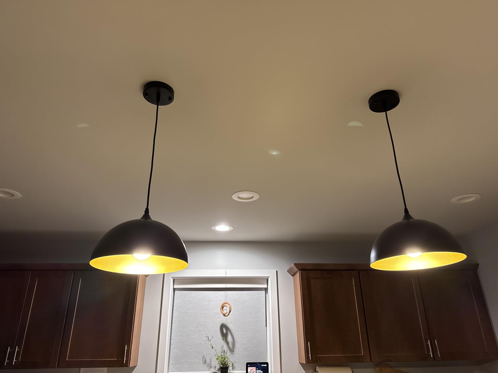 Farmhouse Pendant Lighting for Kitchen Island,Black and Gold Dome Pendant Light Fixtures, Industrial Hanging Ceiling Light for Dining Room Foyer Cafe Kitchen Sink,2 Pack customer photo 1