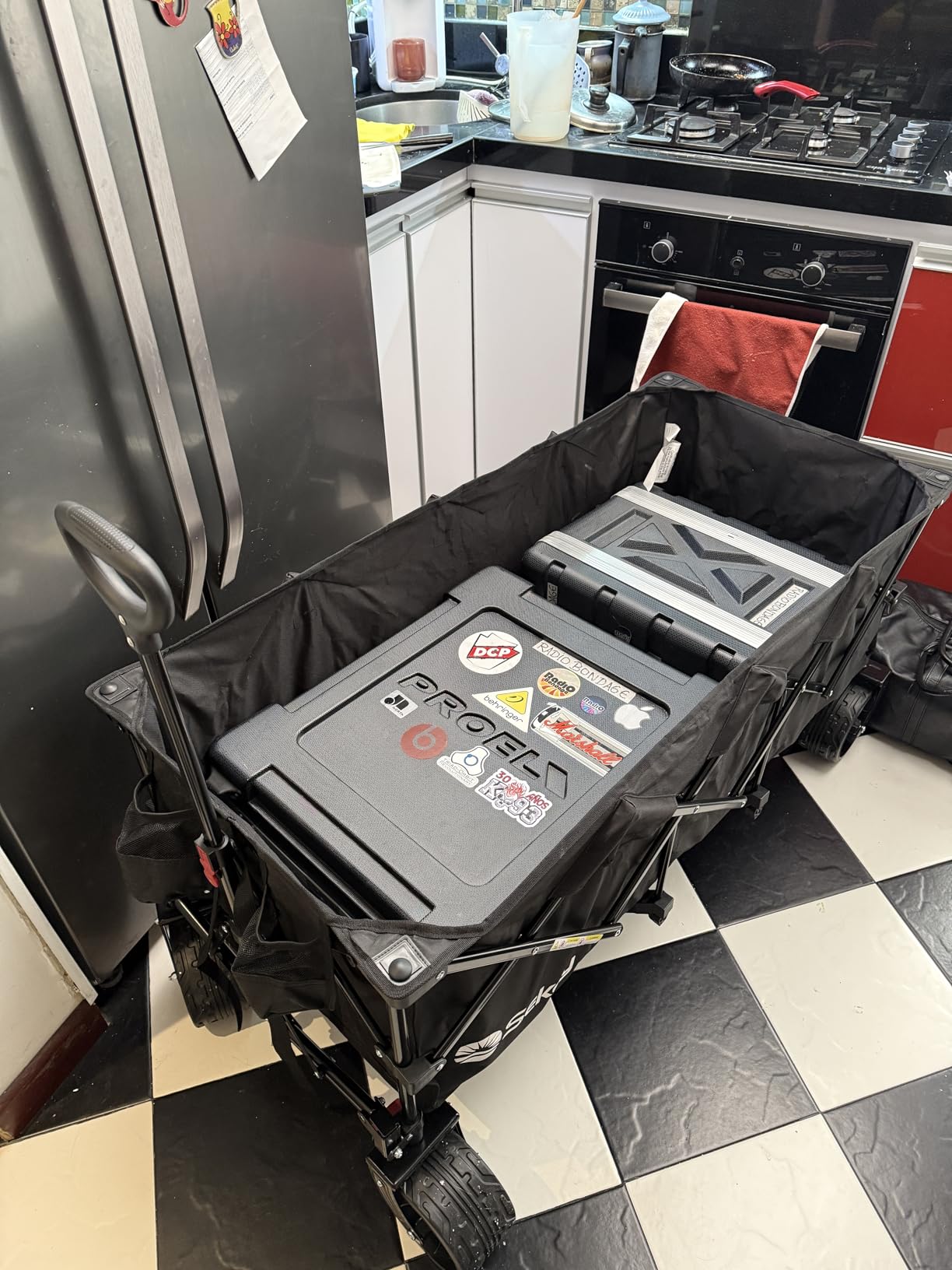 Sekey 300L Extended Collapsible Wagon, 660 lb Capacity, 48 in Long - Extra-large foldable wagon cart with 48 in extended cargo bed, 300L capacity, cup holders and all-terrain wheels with brakes customer photo 2