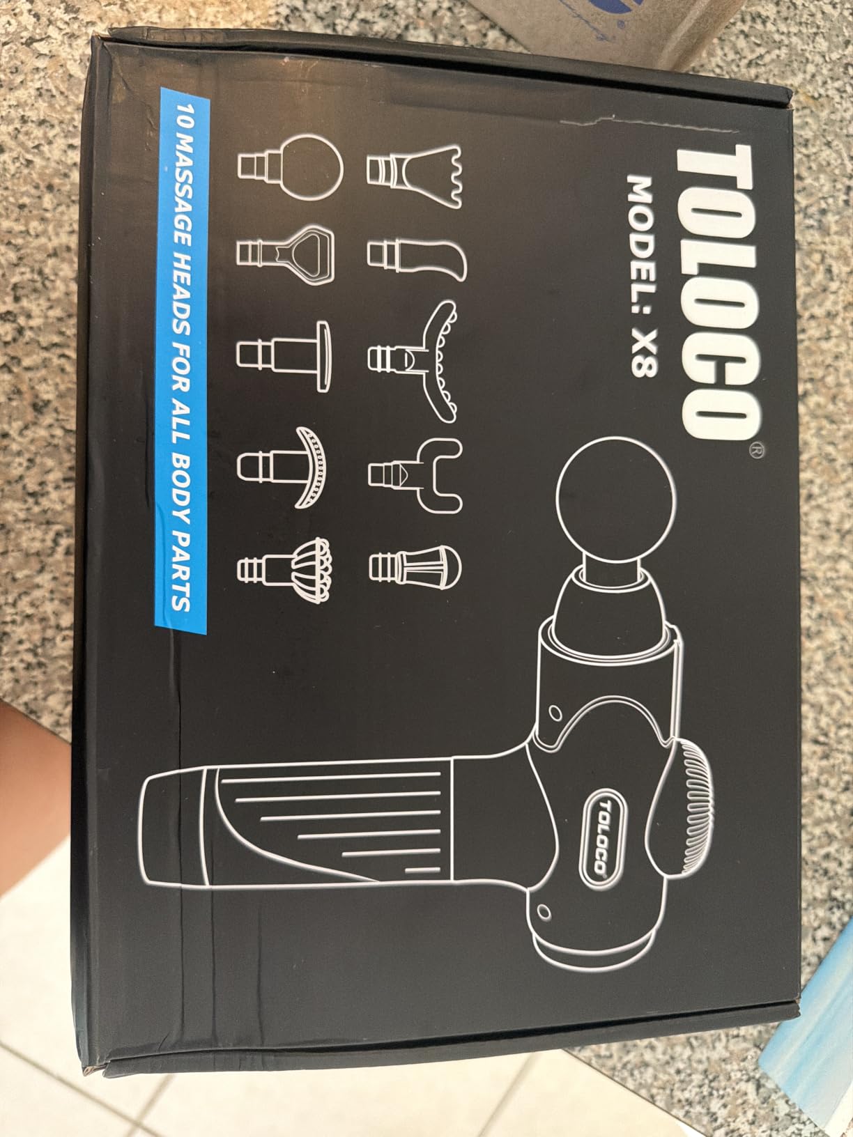 TOLOCO Massage Gun Deep Tissue, Percussion Massage Gun with 10 Replacement Heads, Super Quiet Portable Electric Massager for Athletes, Relax, Fathers Day Dad Gifts, Black customer photo 1