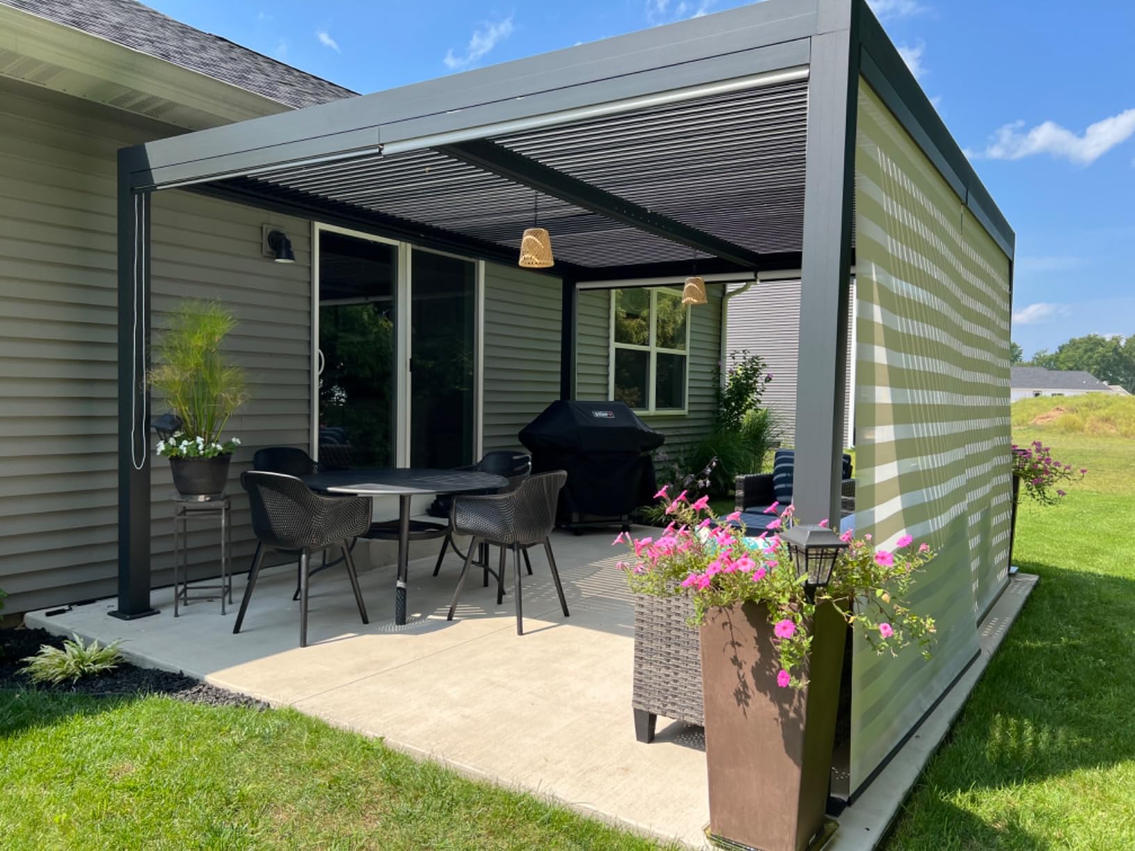 PURPLE LEAF Louvered Pergola 12' x 14' 94AS All-Aluminum Rustproof Gray customer photo 2