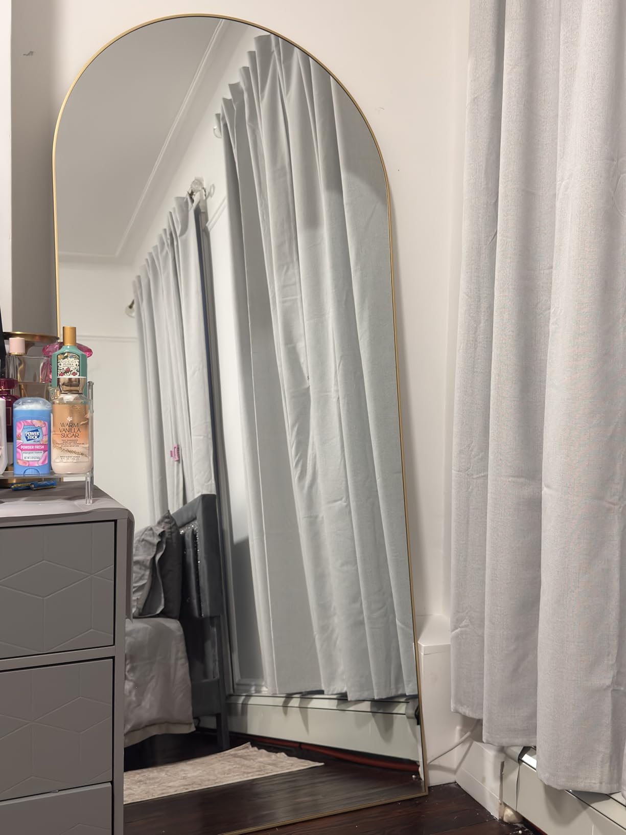 Full Length Mirror, 71''x30'' Arched Floor Body Mirror (Gold) customer photo 2