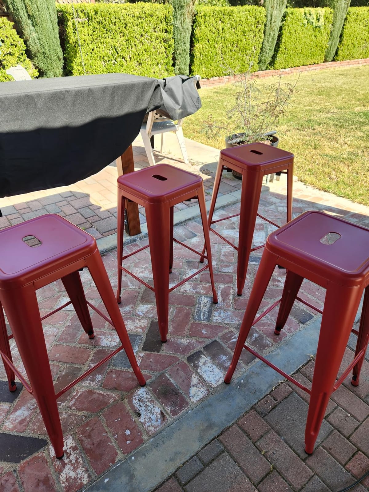 Furmax 30 Inch Metal Bar Stools Set of 4, Counter Height Stools, Industrial Bar Chairs Patio Stool Stackable Stool for Kitchen/Dining Room/Indoor Outdoor(Dark Black, 30'' Backless) customer photo 1