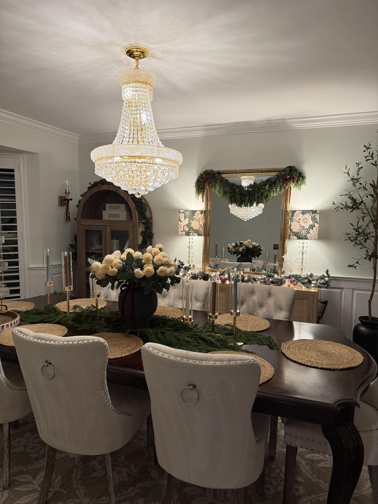 Gold Crystal Chandeliers for Dining Room，12-Lights D22 Inch | Empire Style K9 Crystal Chandeliers for Entryway，Luxury Lighting Fixtures for Living Room Entryway Foyer Adjustable Height customer photo 2
