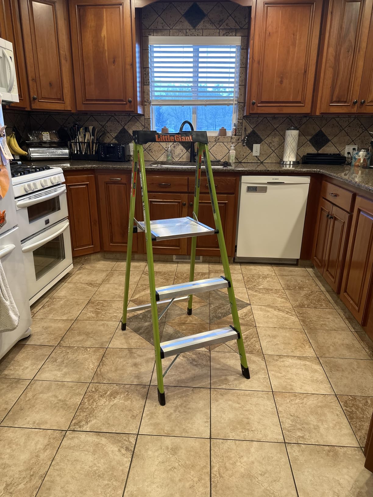 Little Giant Ultra Step Ladder, 3-Step with XL Platform, 11863 | 3 Step Lightweight Foldable Non-Conductive Fiberglass, Max 8 ft Reach, Type IA 300 lbs. Weight Capacity customer photo 1