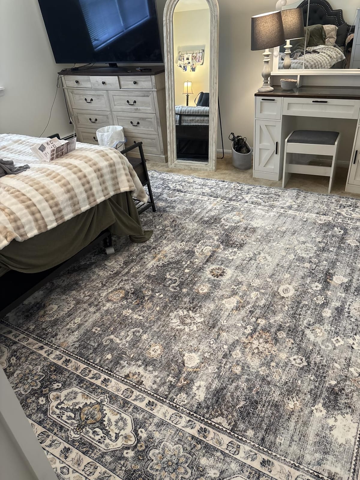 Rugcomf Area Rug 5x7 for Living Room Washable Abstract, Grey and Black customer photo 1