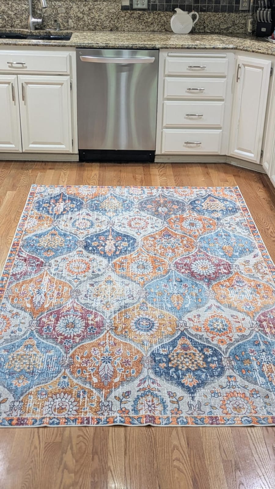 Lahome Moroccan 6x9 Rugs for Living Room, Soft Washable 6x9 Area Rug for Bedroom, Ultra-Thin Oriental Trellis Non Shedding Throw Large Carpet for Dining Room Office Elise, Cream/Multi customer photo 2