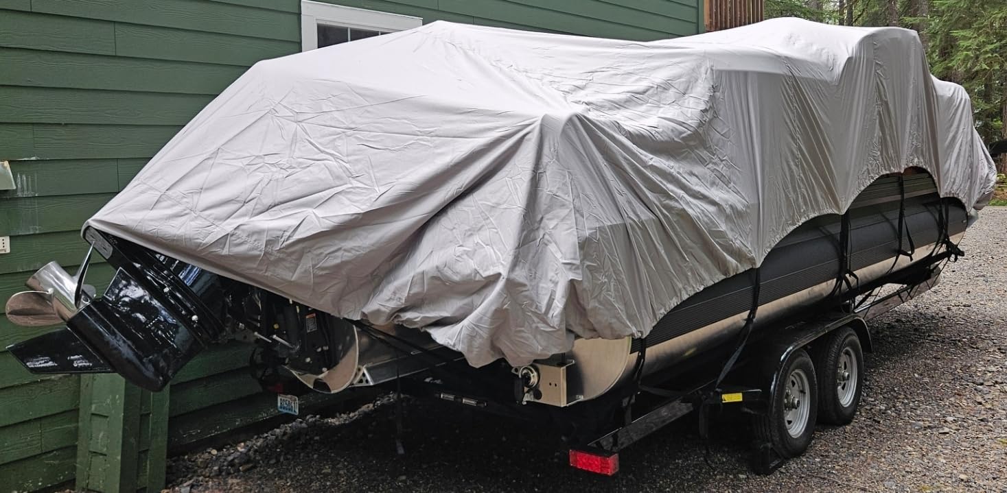 Solim 16-18FT Pontoon Boat Cover, 1200D Heavy Duty Waterproof, UV Resistant customer photo 1